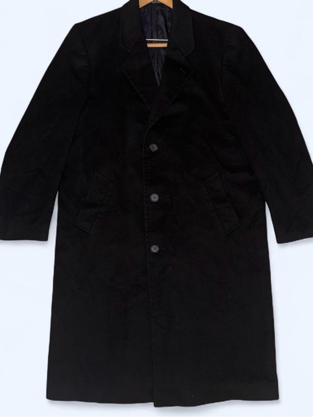 Vintage Carlo Palazzi Puro Cashmere Black Overcoat Men’s L 100% Cashmere Topcoat